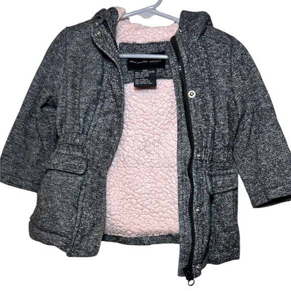 Me Jane Mini Toddler Girls Grey Sherpa Lined Winter Coat Size 12 Months - Picture 6 of 8